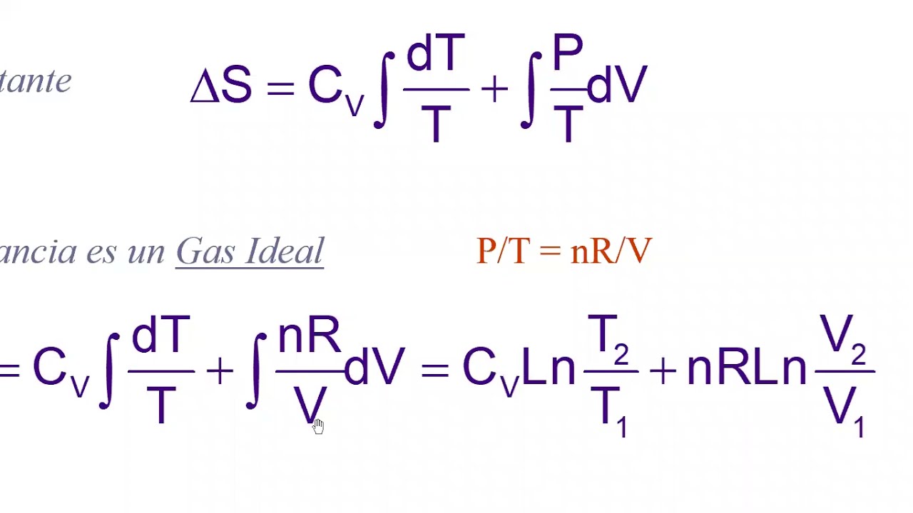 como calcular el cambio de entropia