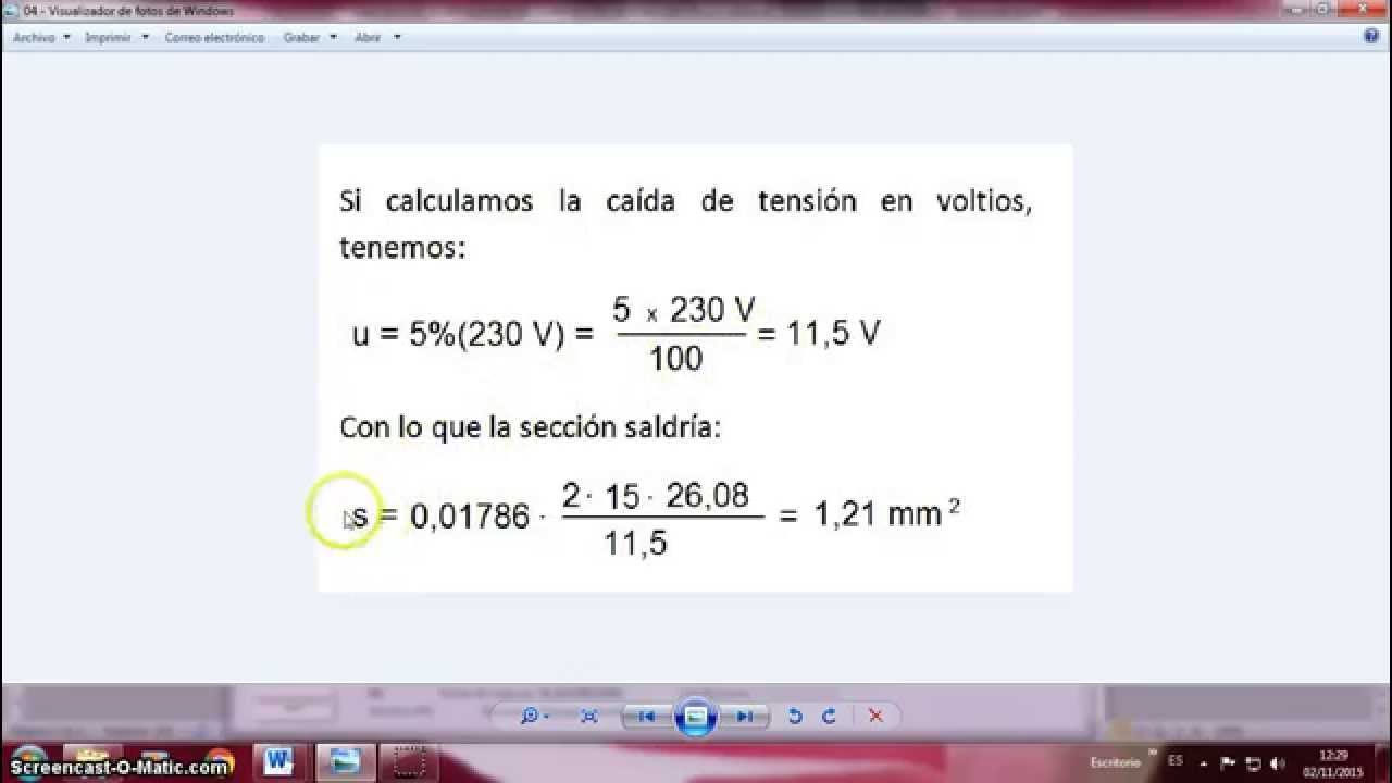 como calcular la seccion transversal de un conductor