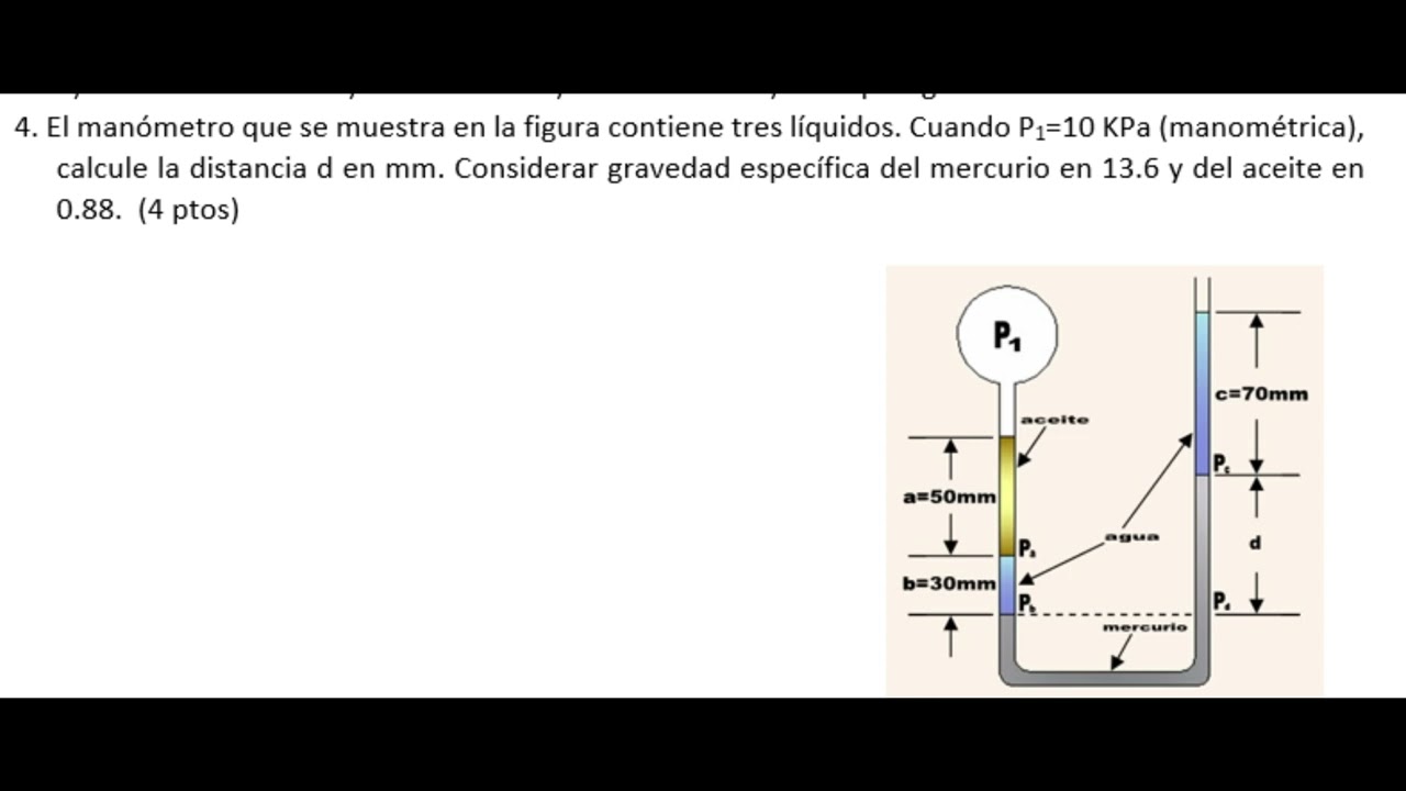 el manometro que se muestra contiene tres liquidos