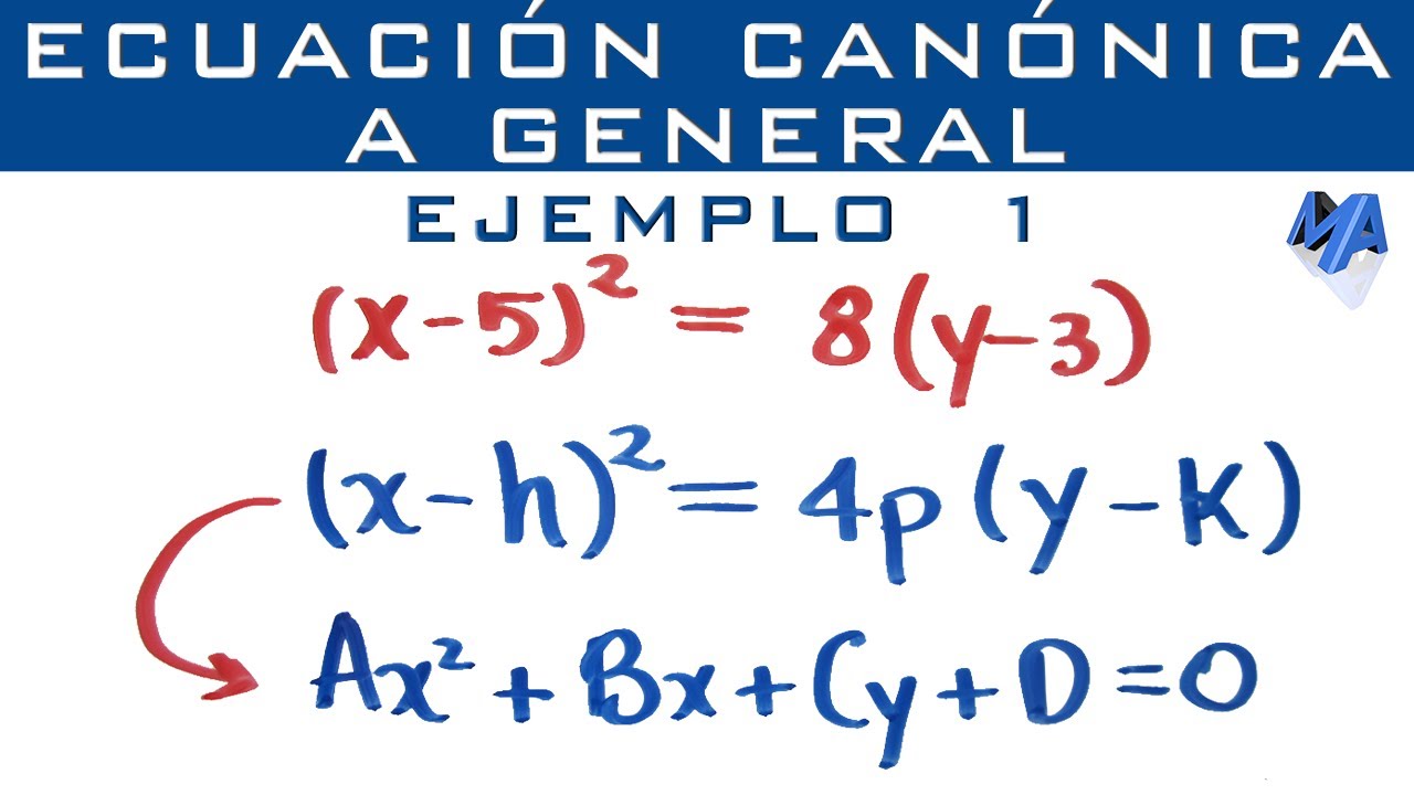 forma general de la ecuacion dela parabola