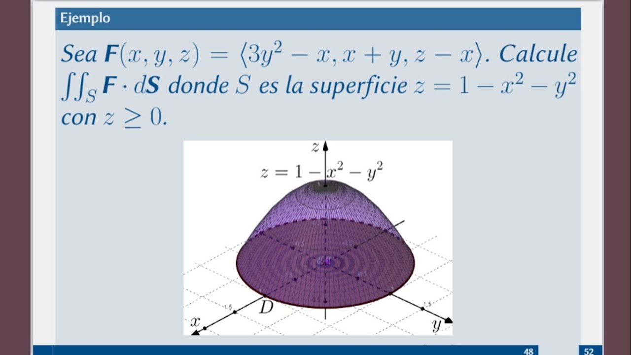 integrales de superficie en campos vectoriales