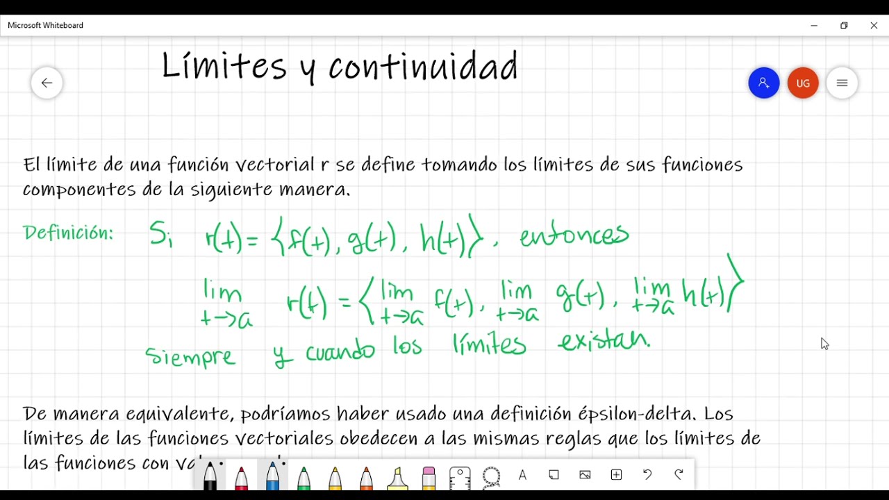limite y continuidad de una funcion vectorial