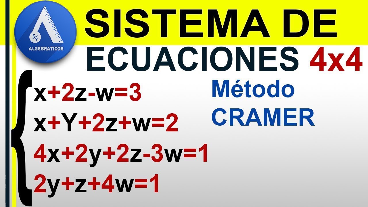 sistema de ecuaciones lineales 4x4 por método de cramer