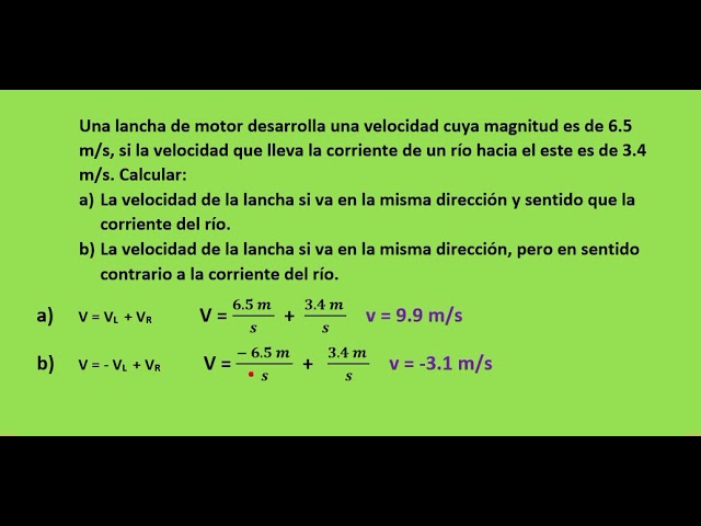 una lancha de motor desarrolla una velocidad