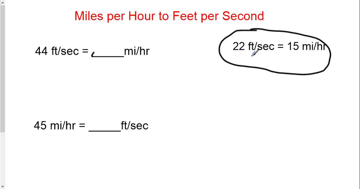45 mi h ___ ft s
