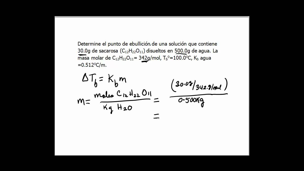 como calcular el punto de ebullicion de una solucion