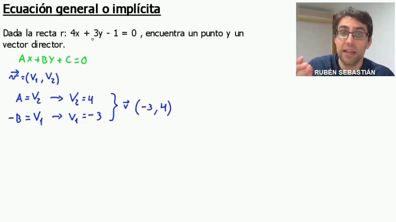 como sacar el vector director de una ecuacion general