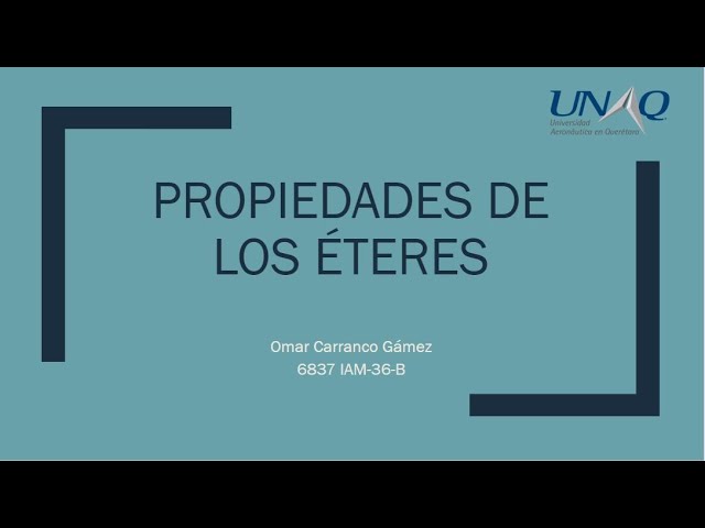 propiedades fisicas y quimicas de los eteres