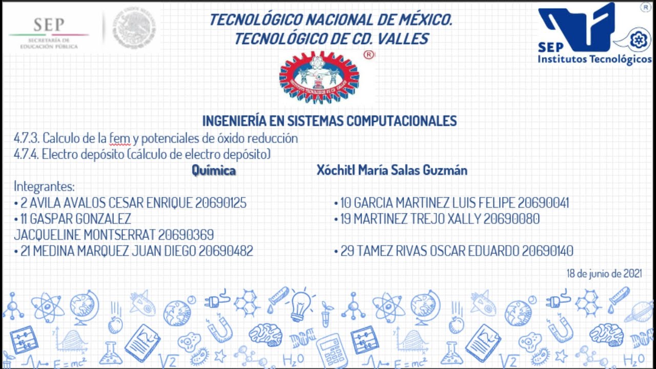 cálculo de la fem y potenciales de óxido reducción